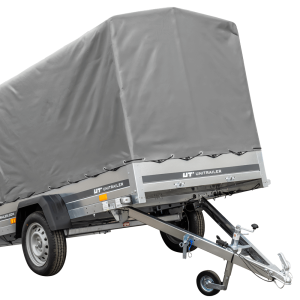 Remorque à un essieu 230x125 UNITRAILER GARDEN 230 KIPP avec châssis H-1100 et bâche grise