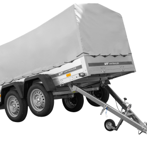 REMORQUE DOUBLE ESSIEUX UNITRAILER 264/2 KIPP AVEC ROUE JOCKEY, ARCEAU ET bâche GRISE