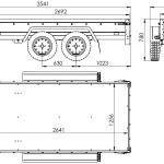 REMORQUE DOUBLE ESSIEUX UNITRAILER 264/2 KIPP AVEC ROUE JOCKEY, ARCEAU ET bâche GRISE