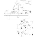 Attelage à boule WINTERHOFF WW8-Y pour remorque 800kg avec timon en V