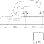 Attelage à boule WINTERHOFF WW8-D40 pour remorque 800kg avec timon carré 40mm