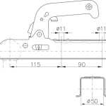 Attelage à boule WINTERHOFF WW8-E pour remorque 800kg avec timon carré 50mm