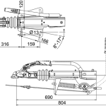 Dispositif de dépassement AL-KO 251S avec attelage AK270 pour remorque de 2700kg avec timon en V