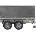 REMORQUE DOUBLE ESSIEUX UNITRAILER 264/2 KIPP AVEC ROUE JOCKEY, ARCEAU ET bâche GRISE