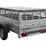 Remorque à un essieu 200x125 UNITRAILER GARDEN 201 KIPP avec ridelles grillagées et bâche grise