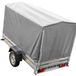 Remorque à un essieu 230x125 UNITRAILER GARDEN 230 KIPP avec châssis H-1100 et bâche grise