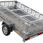 Remorque à un essieu 230x125 UNITRAILER GARDEN 230 KIPP avec côtés en filet, châssis H-0 et bâche grise