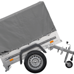 Remorque à un essieu 150x106 UNITRAILER GARDEN 150 KIPP avec châssis H-800 et bâche grise