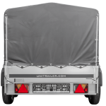REMORQUE DOUBLE ESSIEUX UNITRAILER 264/2 KIPP AVEC ROUE JOCKEY, ARCEAU ET bâche GRISE
