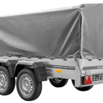 REMORQUE DOUBLE ESSIEUX UNITRAILER 264/2 KIPP AVEC ROUE JOCKEY, ARCEAU ET bâche GRISE