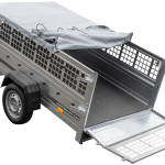 Remorque à un essieu 230x125 UNITRAILER GARDEN 230 KIPP avec côtés en filet, châssis H-0 et bâche grise