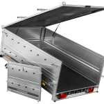 Remorque à un essieu 230x125 UNITRAILER GARDEN 230 KIPP avec côtés BIS et bâche en aluminium